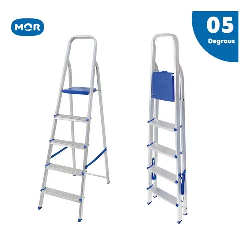 Escada Mor 5103 5 Degraus Alumínio Dobrável — foto 2