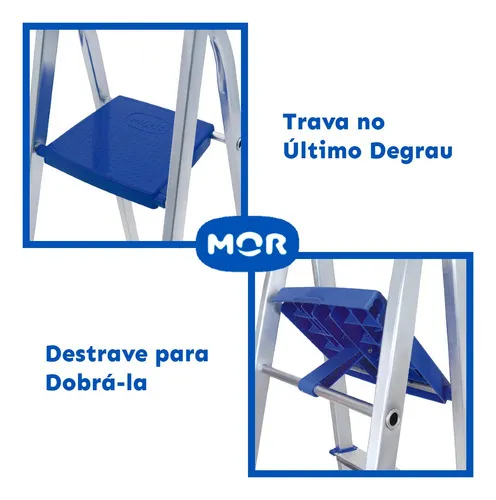 Escada Mor 5103 5 Degraus Alumínio Dobrável — foto 4