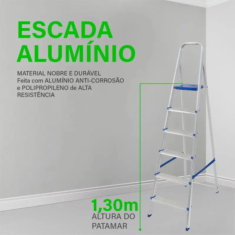 Escada Mor Dobrável de Alumínio 6 Degraus — foto 2