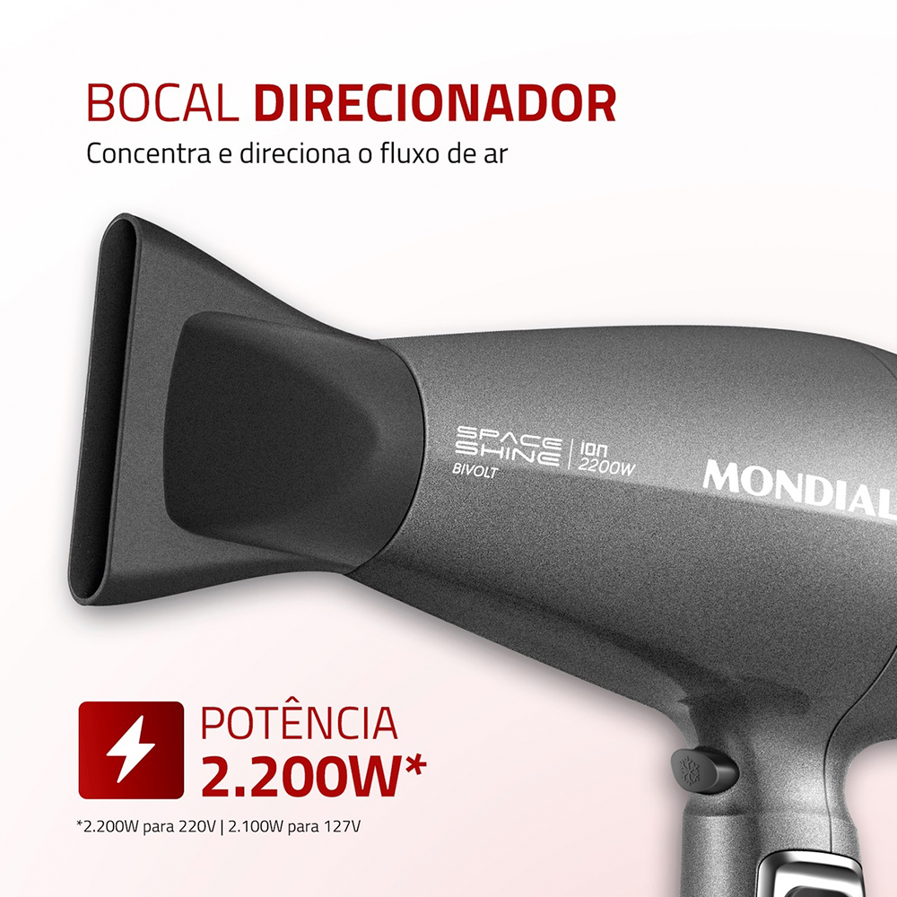Secador de Cabelo Mondial Space Shine Tourmaline 2100W — foto 4