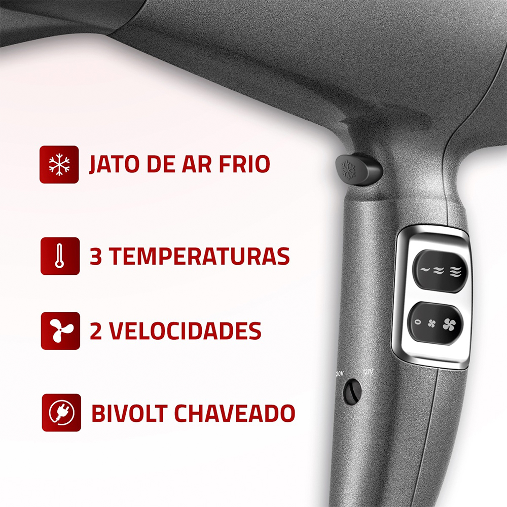 Secador de Cabelo Mondial Space Shine Tourmaline 2100W — foto 5