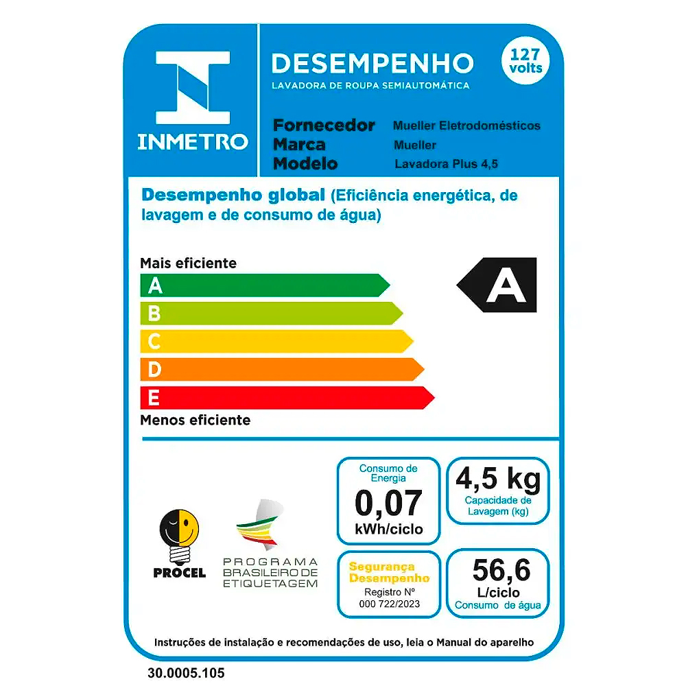 Tanquinho Mueller Plus 4,5kg Semiautomático Lavagem Rápida — foto 10