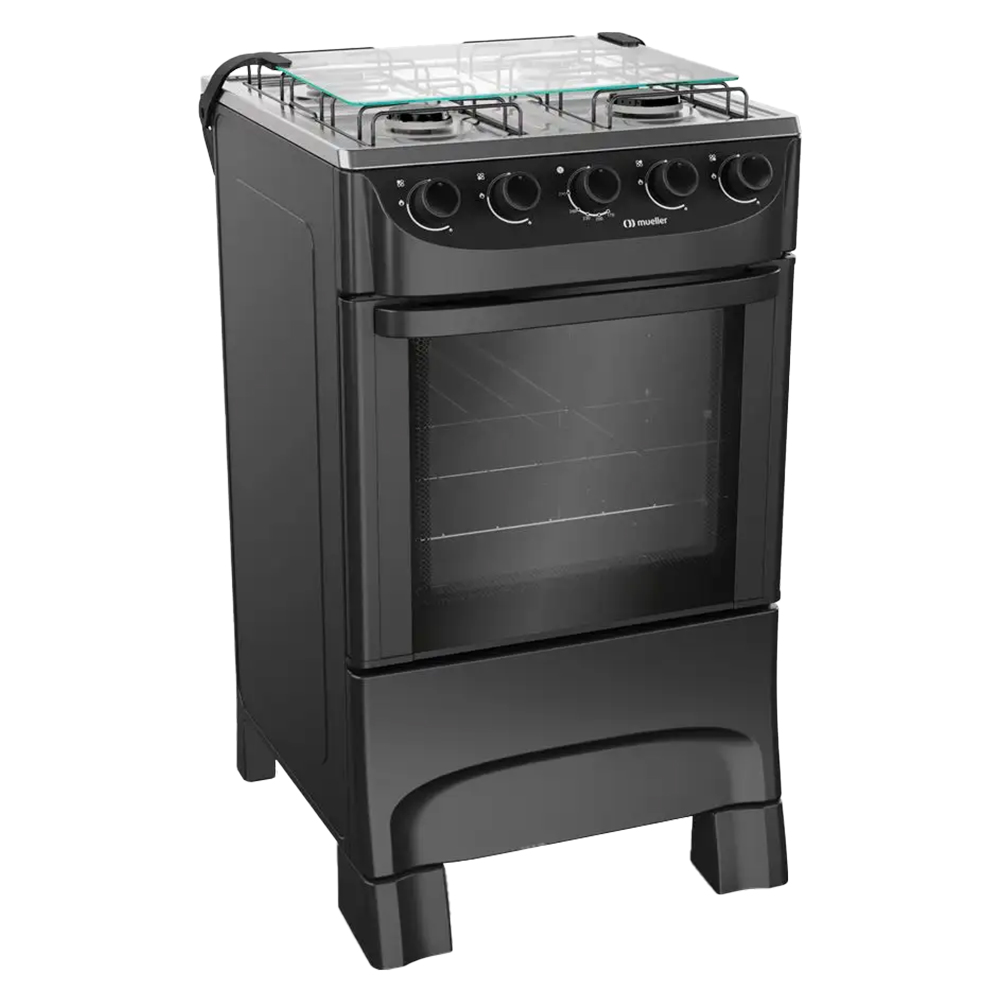 Fogão Mueller MFI4BA Acendimento Manual 4 Bocas Mesa Inox Forno 48,1L