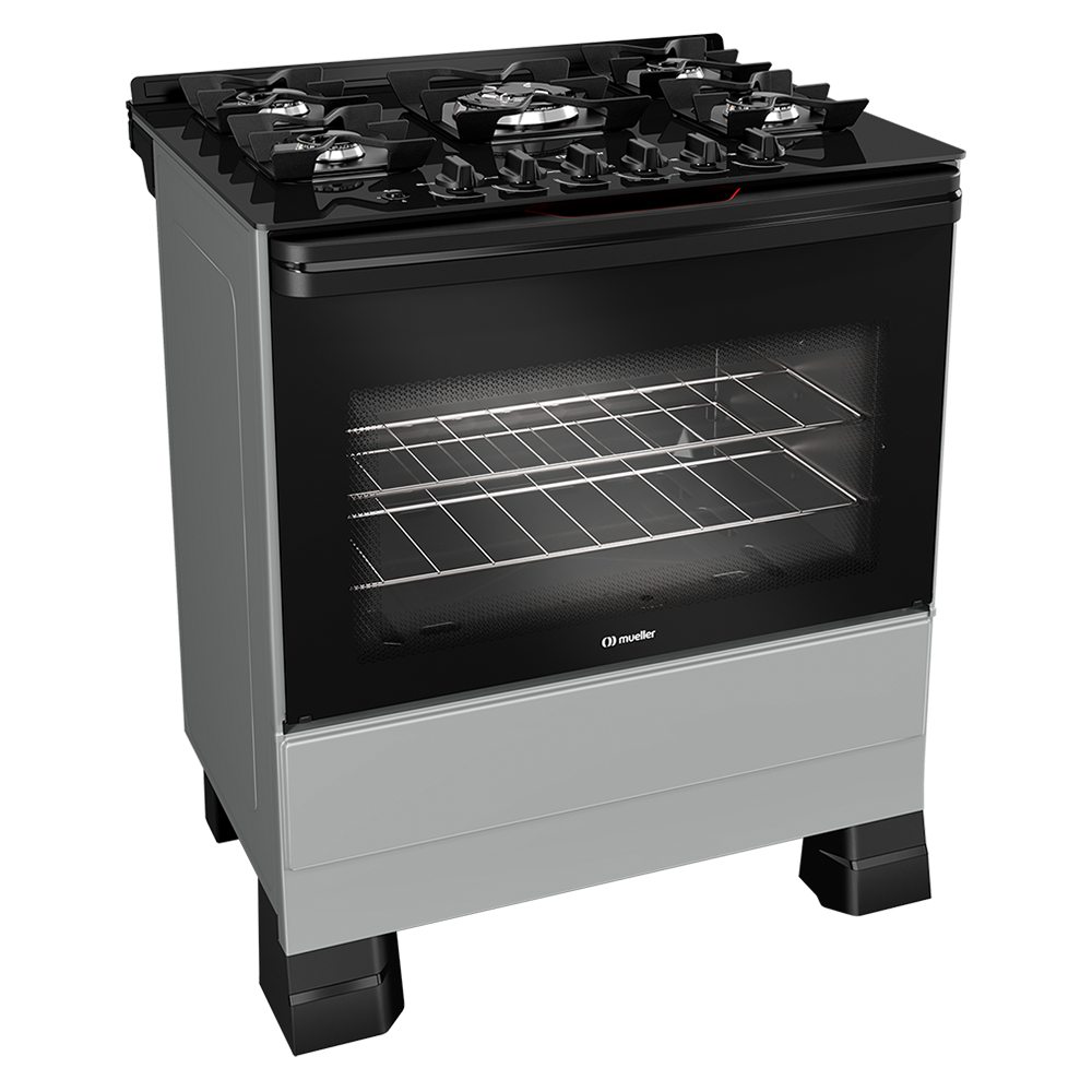 Fogão Mueller  MFV5BF 5 Bocas Automático Mesa de Vidro Forno Total Clean