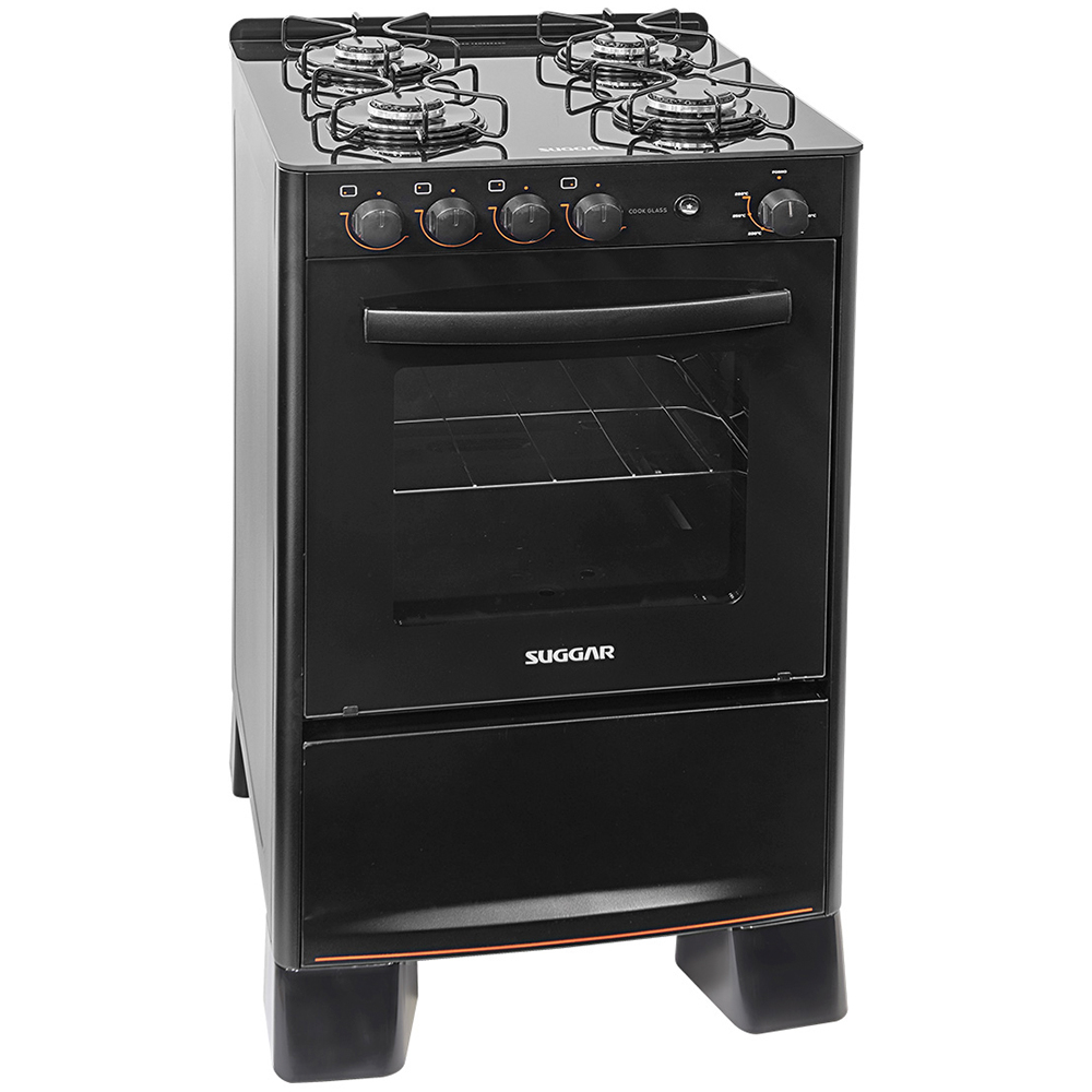 Fogão Suggar Cook Glass 4 Bocas Automático Mesa de Vidro