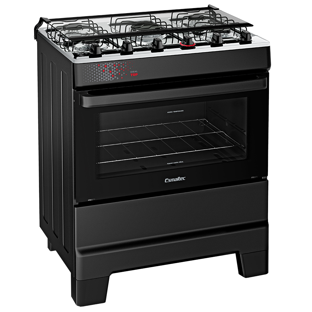 Fogão Esmaltec Ideal Top 5 Bocas Automático Mesa de Inox