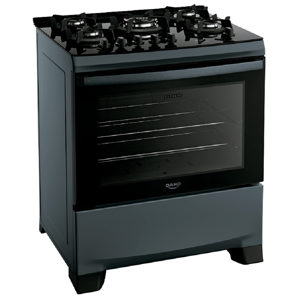 Fogão Dako Supreme 5 Bocas Automático Mesa de Vidro Forno 100L