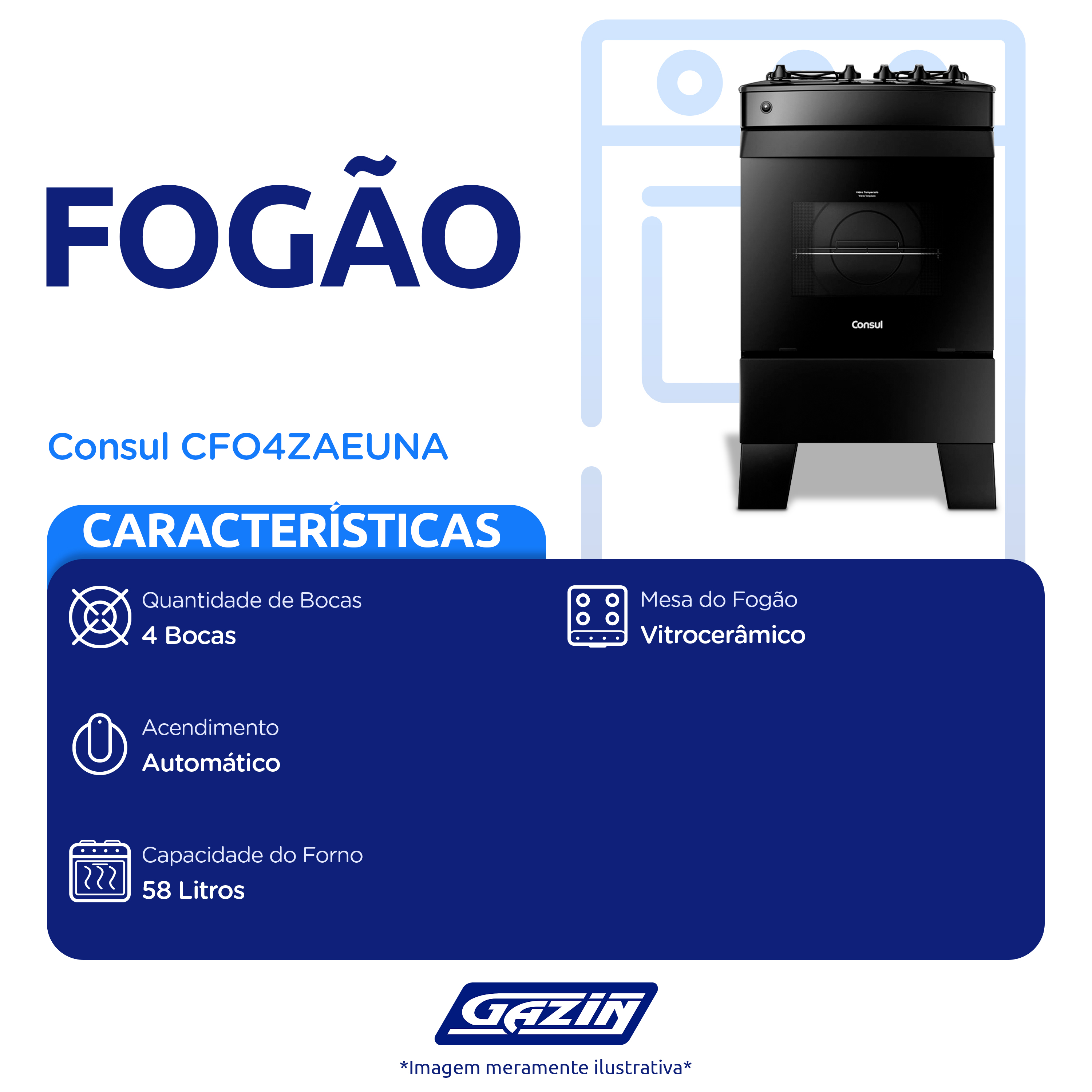 Fogão Consul CFO4 4 Bocas Automático Mesa Esmaltada — foto 3