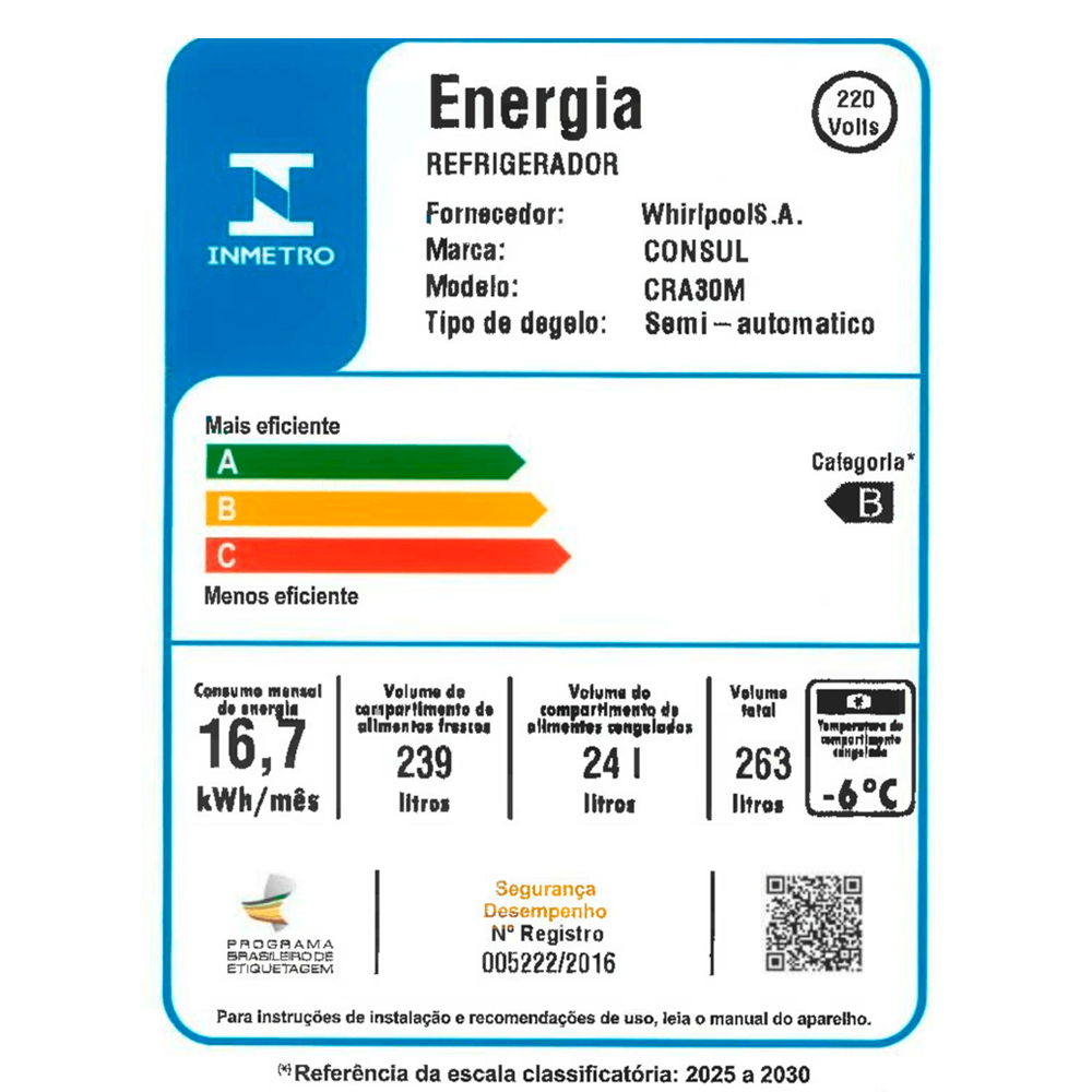 Geladeira Consul 263L 1 Porta Degelo Seco CRA30MB — foto 9