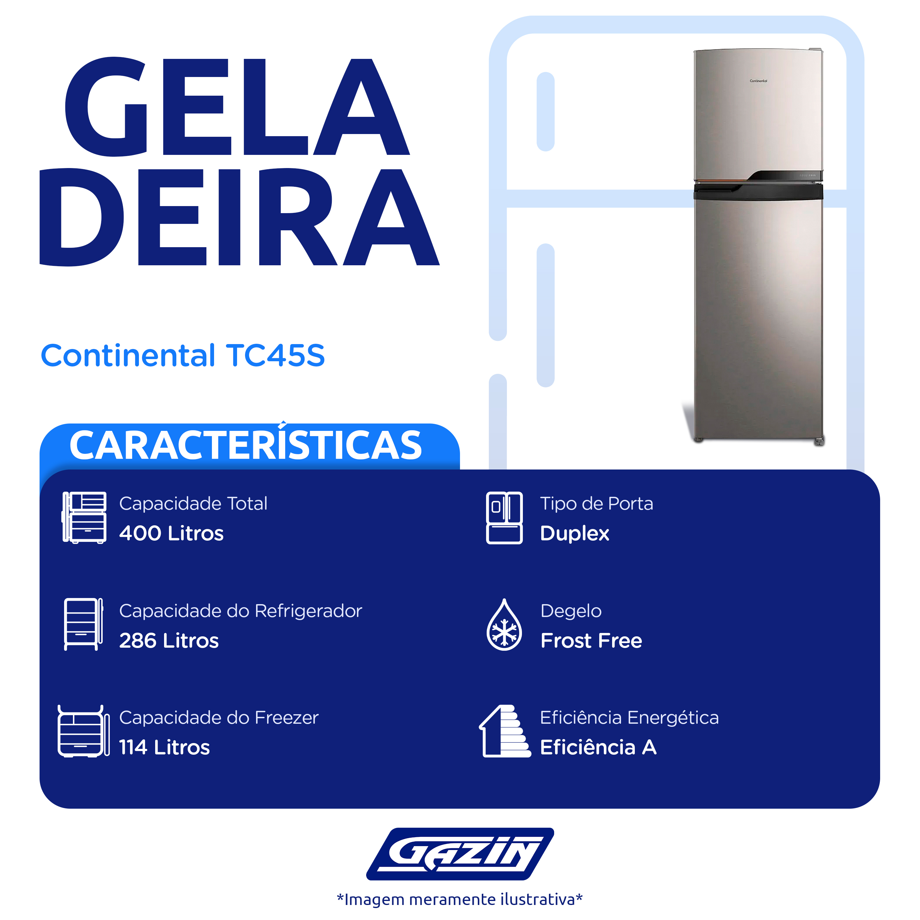 Geladeira Continental 400L Frost Free Duplex TC45S — foto 3