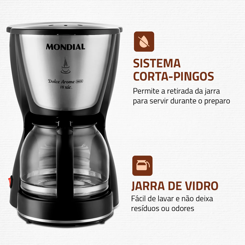 Cafeteira Mondial Dolce Aroma 18 Xícaras Filtro Permanente — foto 6