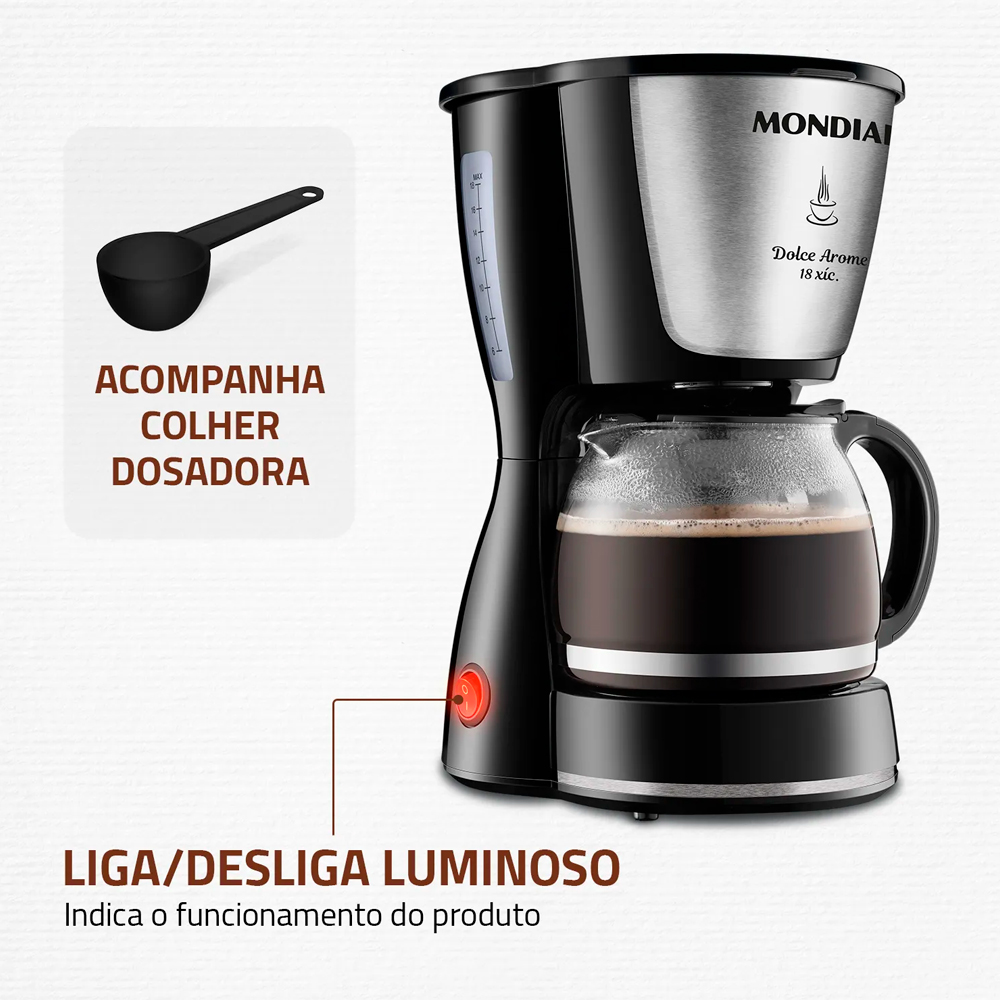 Cafeteira Mondial Dolce Aroma 18 Xícaras Filtro Permanente — foto 8