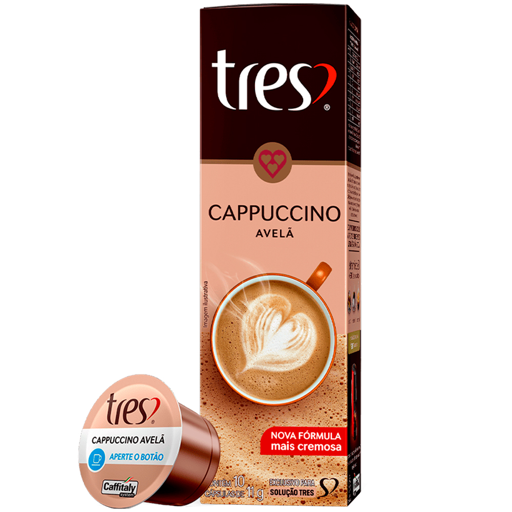Cápsula de Café Três Corações Capuccino Avelã 10 Unidades