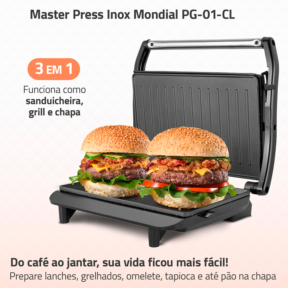 Grill Sanduicheira Mondial Mater Press Inox 1000W — foto 7