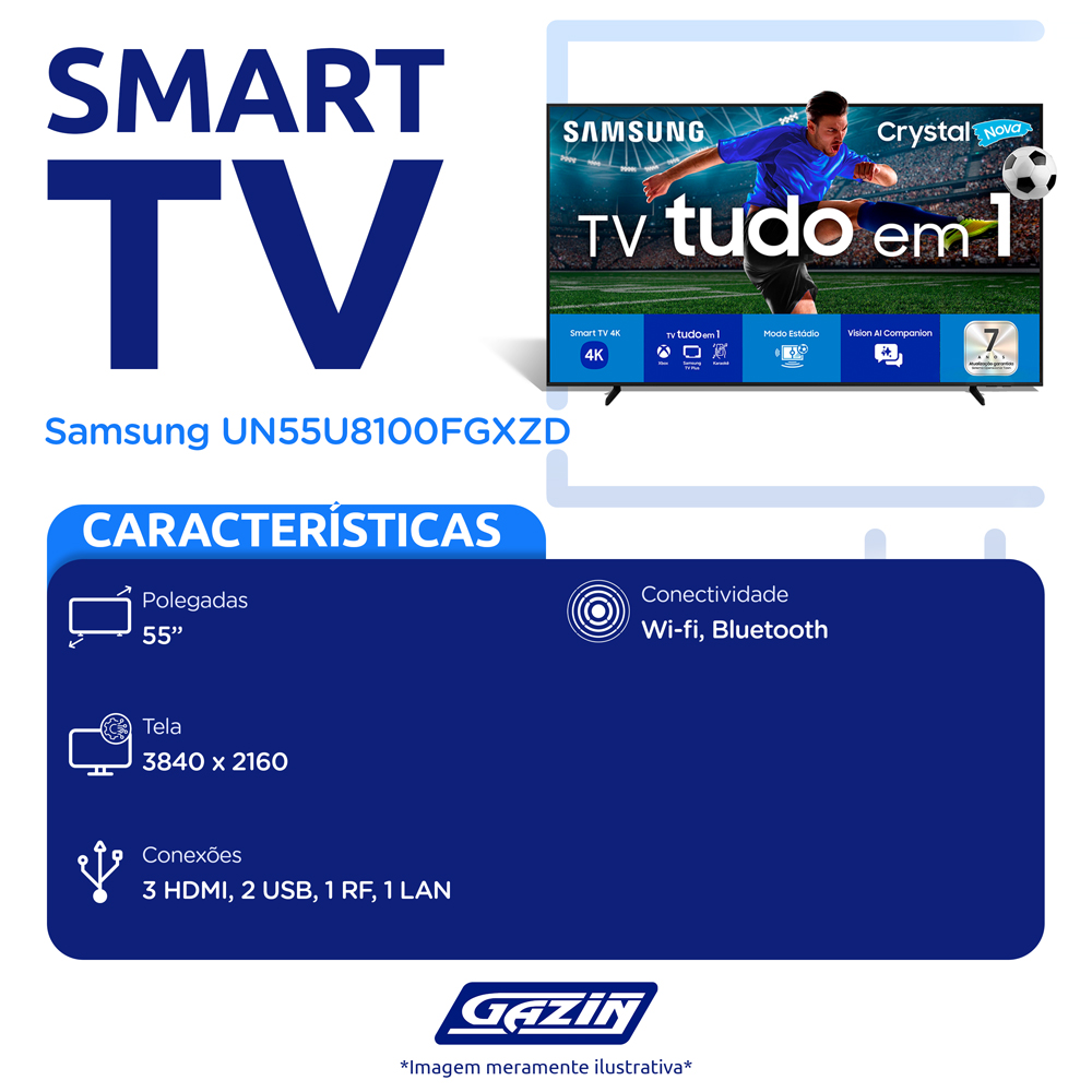 Smart TV Samsung LED 55” 4K UN55U8100FGXZD — foto 3