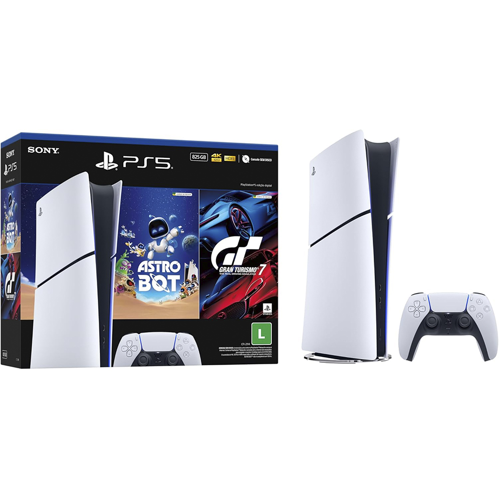 Console PlayStation 5 Slim Digital 825GB SSD + 2 Jogos 1 Controle DualSense