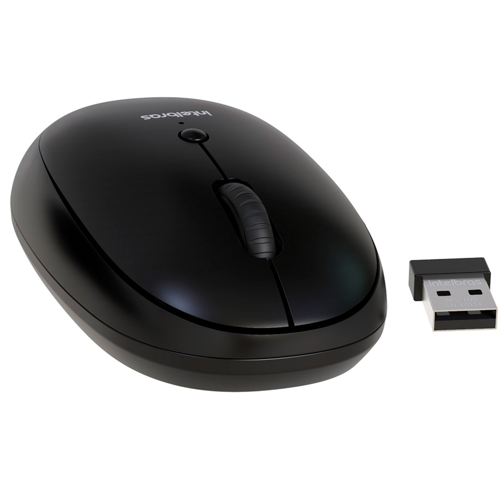 Mouse sem Fio Intelbras MSI100 USB 2400dpi Sensor Óptico 5 Botões Ambidestro