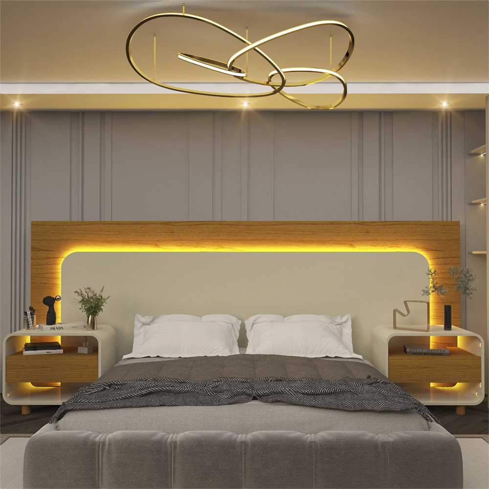 Cabeceira Casal Extensível até 195cm Com Mesa De Cabeceira Innova Gelius