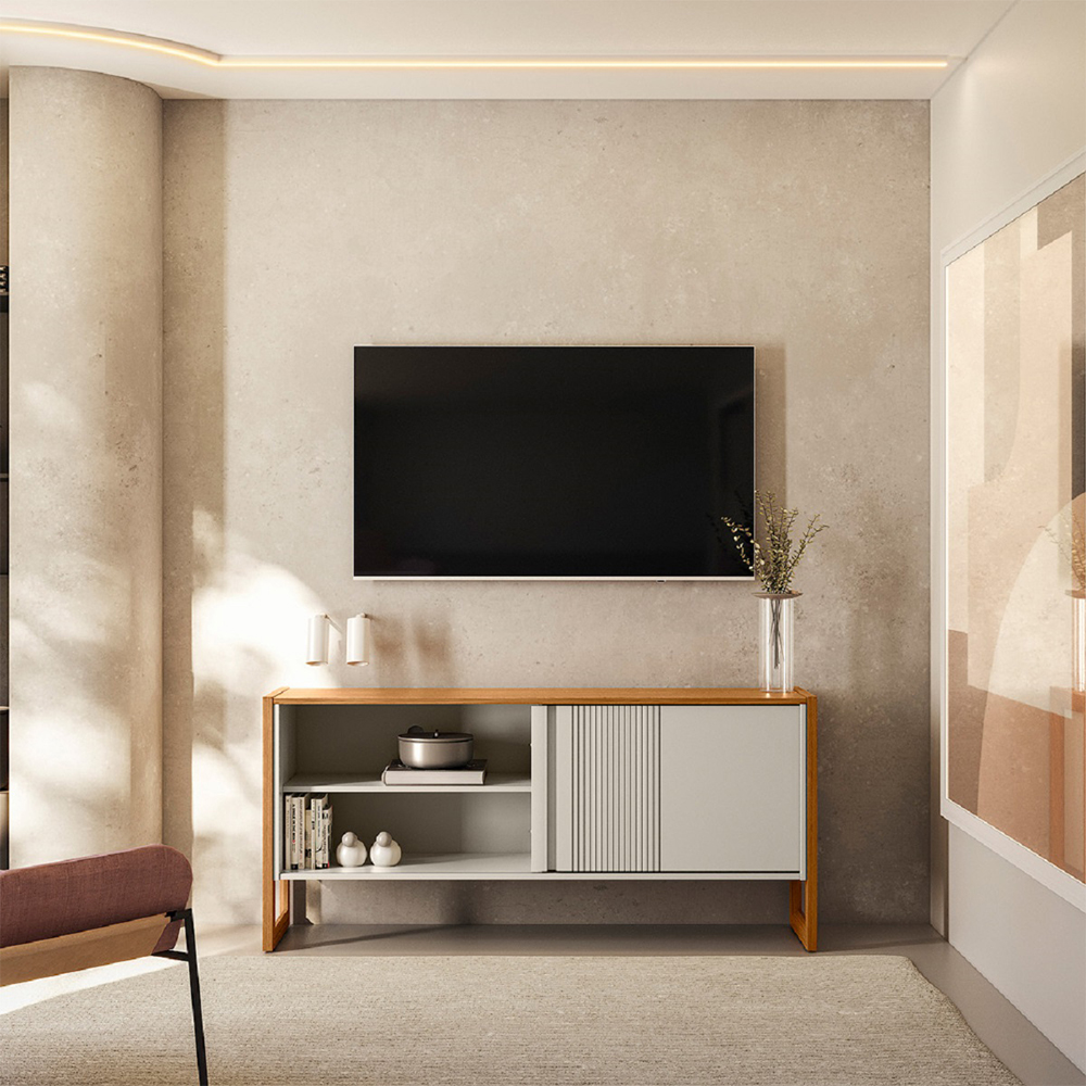 Rack para TV até 55" 1 Porta de Correr Gold Linea Brasil