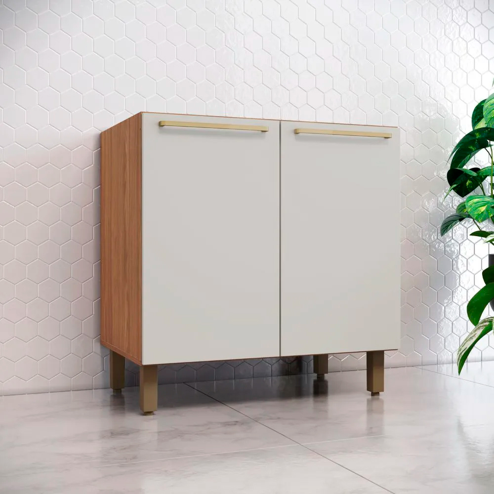 Balcão com Tampo 2 Portas 80cm MDP MDF Requinte Henn