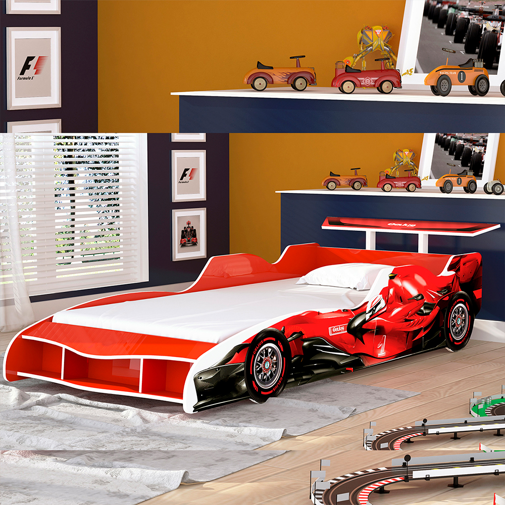 Mini-cama Montessoriana Infantil em Formato de Carro F1  Gelius