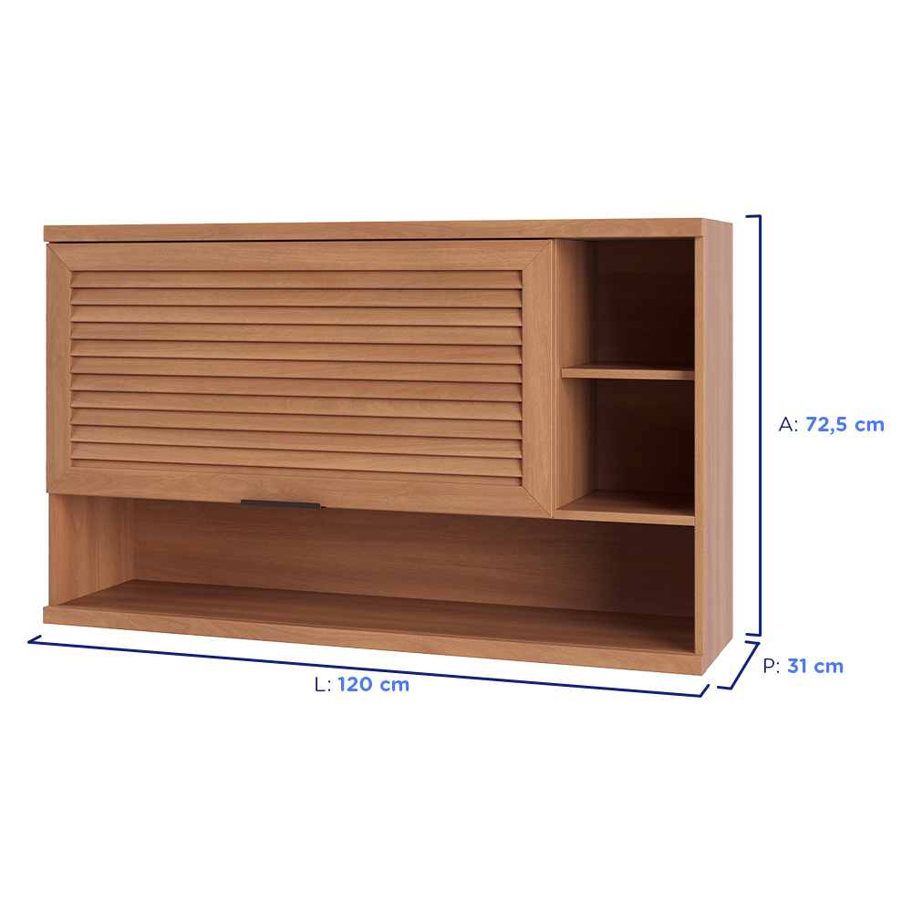 Armário Aéreo 1 Porta Basculante 120cm Macadâmia Telasul — foto 3
