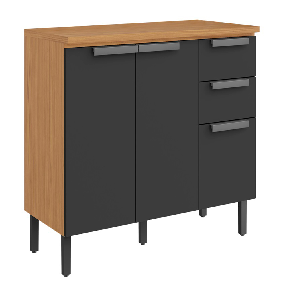 Balcão com Tampo 3 Portas 2 Gavetas 120cm MDF New Porto Itatiaia