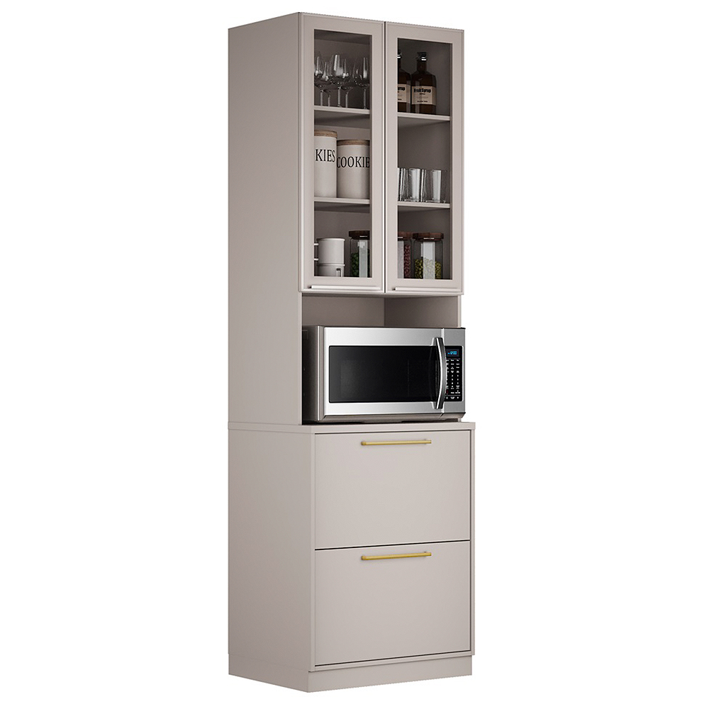 Paneleiro 3 Portas 1 Gaveta MDF e Vidro 70cm Essence Itatiaia