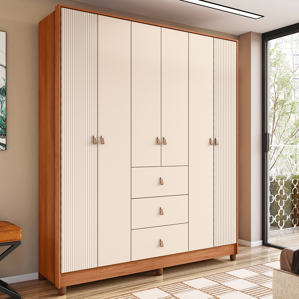 Guarda-Roupa Casal 6 Portas Bater 3 Gavetas Caemmun Intense Roupeiro