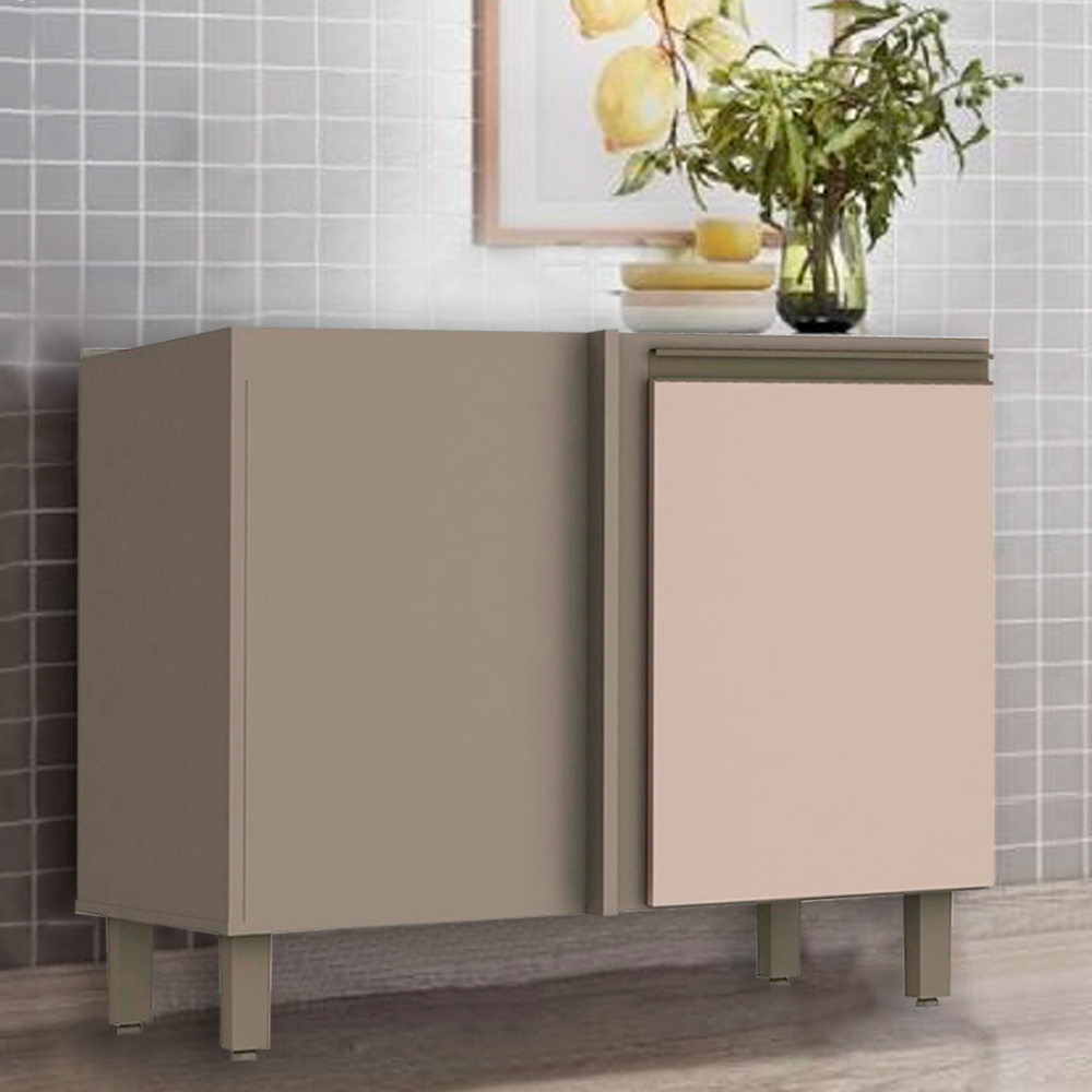 Balcão de Canto Reto com Tampo 1 Porta 84cm Connect Henn