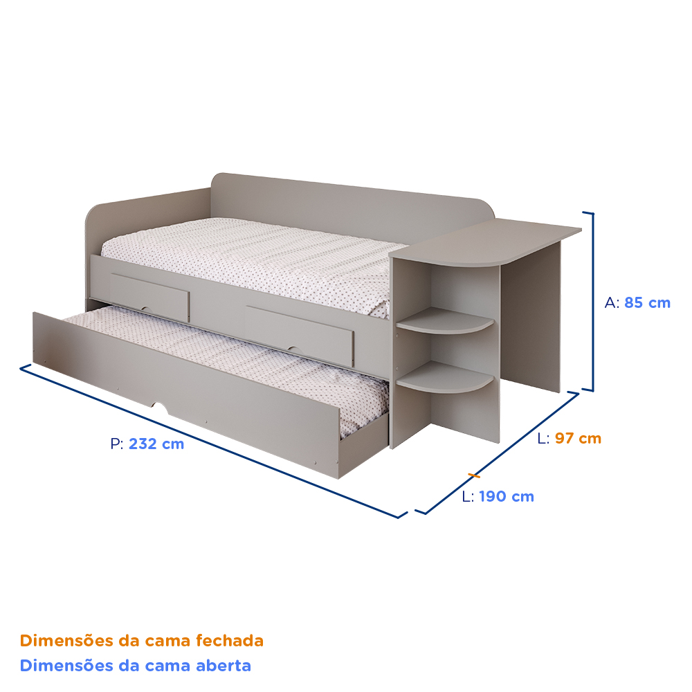Sofá Cama Cimol Bibox Helena MDF com Escrivaninha — foto 4