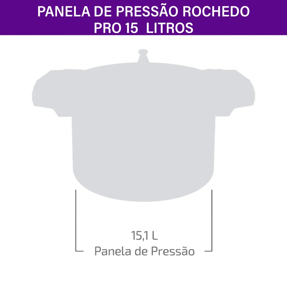 Panela de Pressão Rochedo Alumínio Polido 15L Pro — foto 5