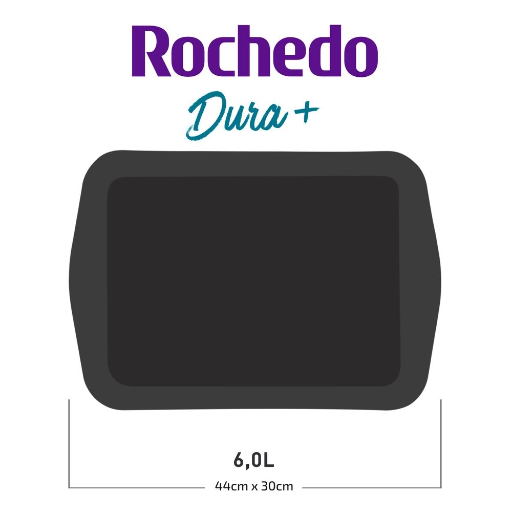Assadeira Retangular Funda 44cm Antiaderente 6L Rochedo Dura+ — foto 11