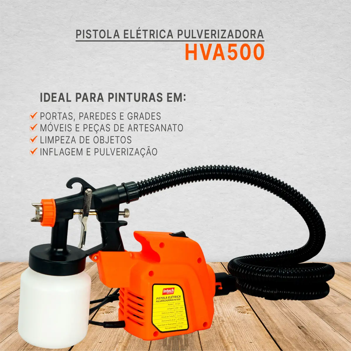 Pistola de Pintura Intech HV500 450W com Sistema HVLP — foto 2